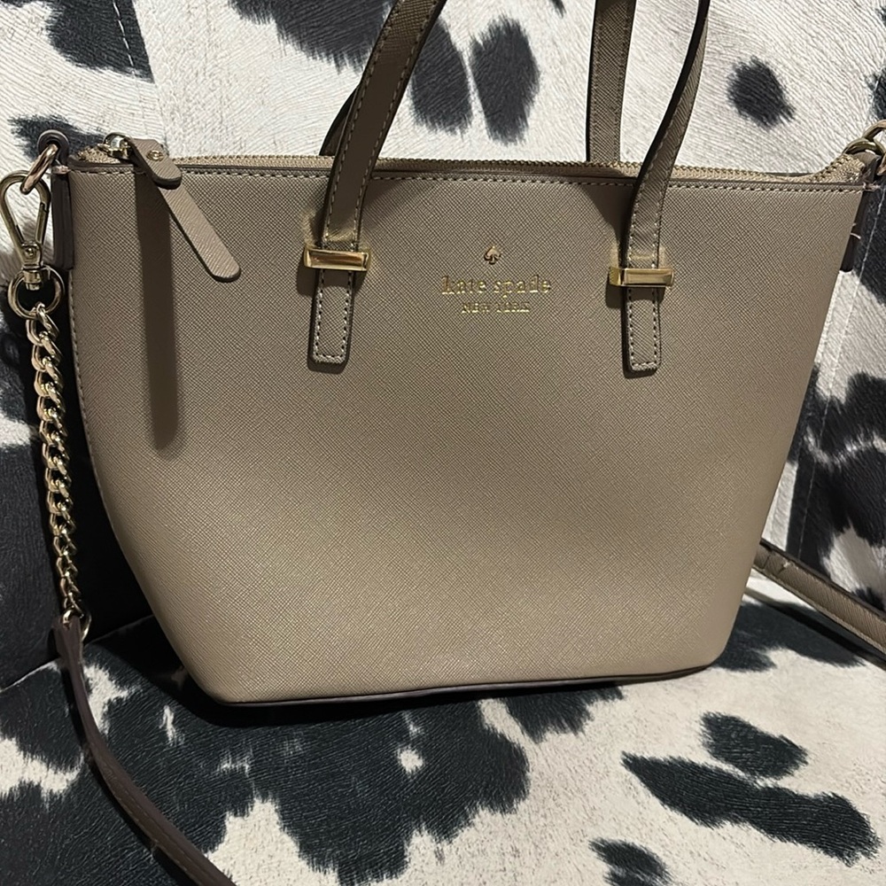 Kate Spade grey/green Leather Tote Bag